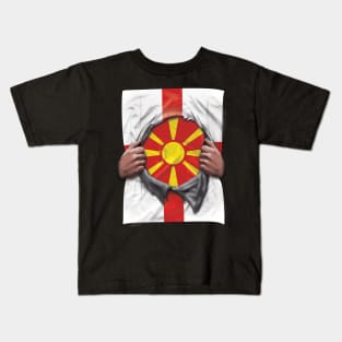 Macedonia Flag English Flag Ripped - Gift for Macedonian From Macedonia Kids T-Shirt